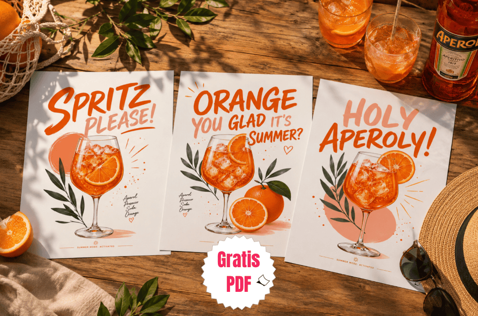 Coole Aperol-Deko zum Ausdrucken als gratis A4 Vorlagen für die DIY-Sommer-Deko!