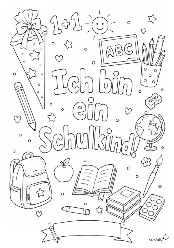 Tolles Ausmalbild zum Schulstart: Ich bin ein Schulkind!