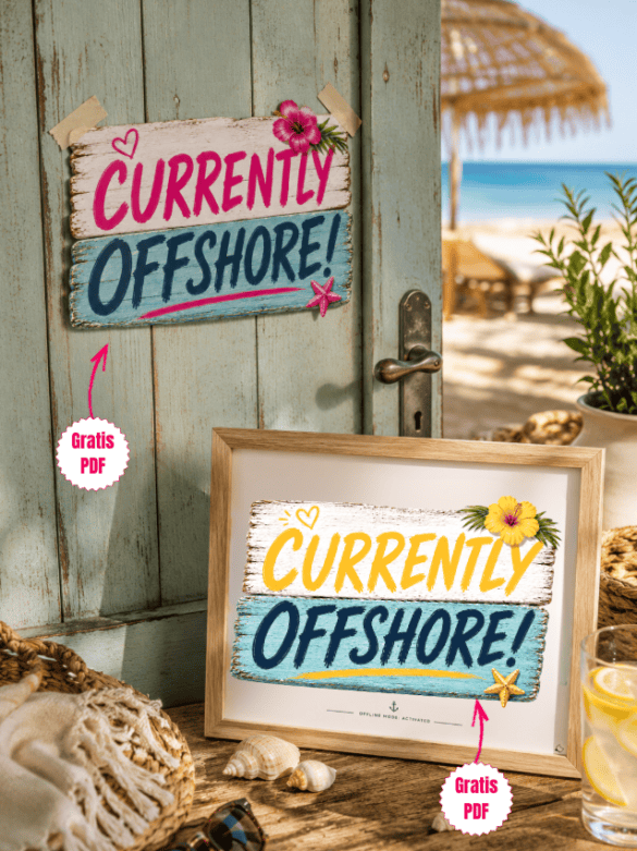 Currently Offshore: Coole Schilder für Tür/Wand zum Ausdrucken!