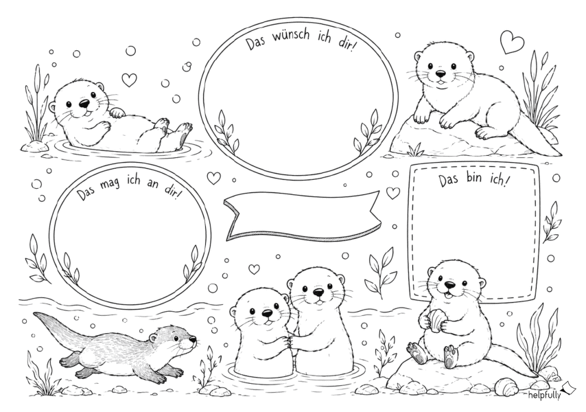 DIY-A4-Vorlage "Otter" für Klassenprojekte der Grundschule zum Ausdrucken