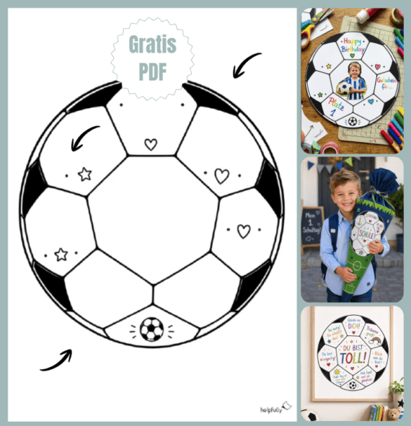 Fußball-Geschenke und DIYs basteln: Fußball - 20 cm zum Ausdrucken