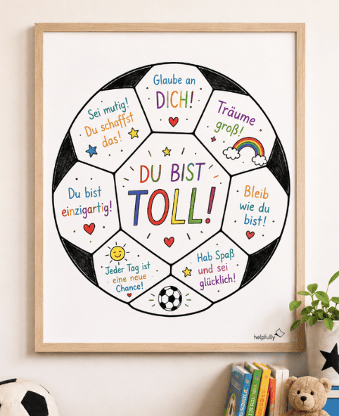 Kinderzimmerdeko - die Fußball Vorlage zum Ausmalen und Ausdrucken!