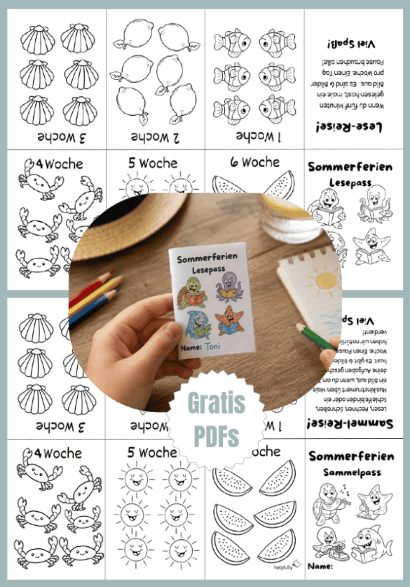 Sommerferien-Aufgaben für Grundschulkinder: Lesepass und Sammelpass zum Ausdrucken