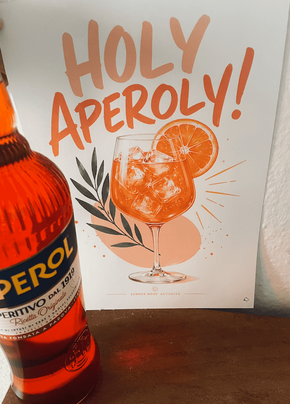 Aperol "HOLY APEROLY" A4-Vorlage zum Ausdrucken als coole Sommerdeko
