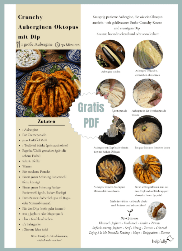 Leckeres vegetarisches Rezept mit Aubergine á la Oktopus zum Ausdrucken
