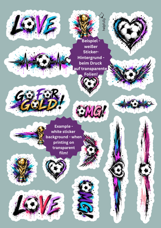 Gratis Fußball-Sticker zum Ausdrucken, coole Designs im Graffity-Style