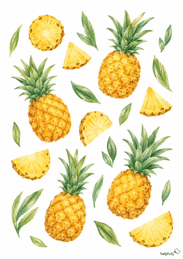 A4 Wandbild mit Ananas im Aquarellstyle zum Ausdrucken
