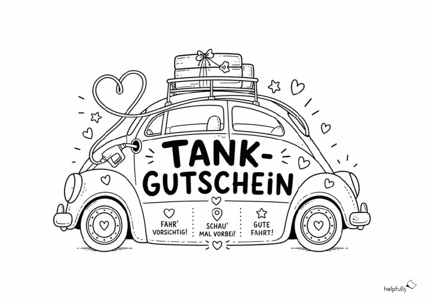 Tankgutschein zum Ausdrucken, Anmalen und Verschenken