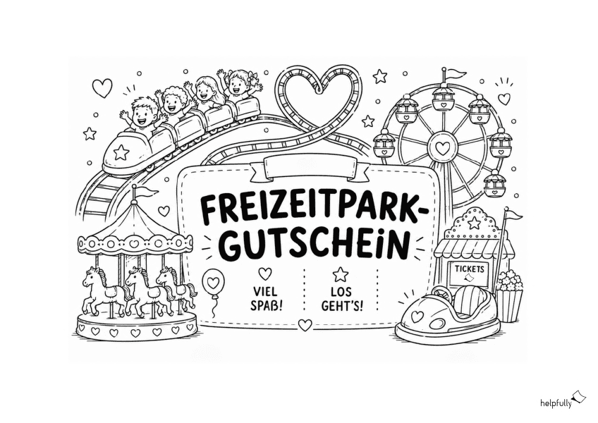 Coole Gutscheinvorlage für den Freizeitpark als Bastelvorlage zum Ausdrucken