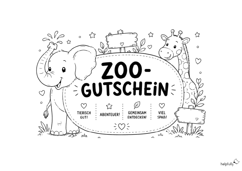 Tierisch süßen Zoogutschein basteln - mit der gratis Vorlage zum Ausdrucken