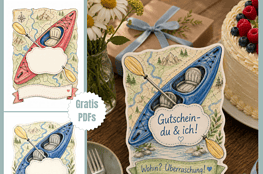 Coole Bastelvorlage mit Kanu/Kajak zum Ausdrucken und Gutschein-Verschenken!
