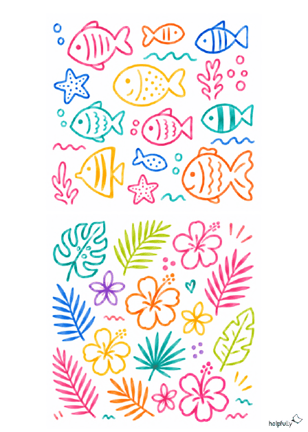 Fische und Palmen: Knallige Sommermotive im Happy-Marker-Style zum Ausdrucken, Basteln und Dekorieren