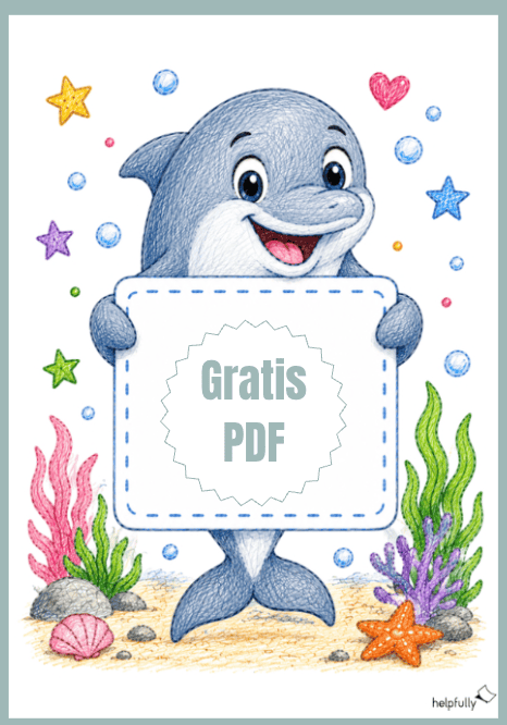 Süßes A4-Schild mit Delfin zum Ausdrucken als Klassentier, Türschild und mehr!