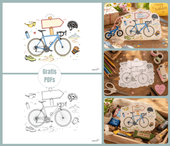 Coole DIY-Vorlagen zum Ausdrucken und Basteln von Fahrrad-Geschenk-Karten und Gutscheinen!