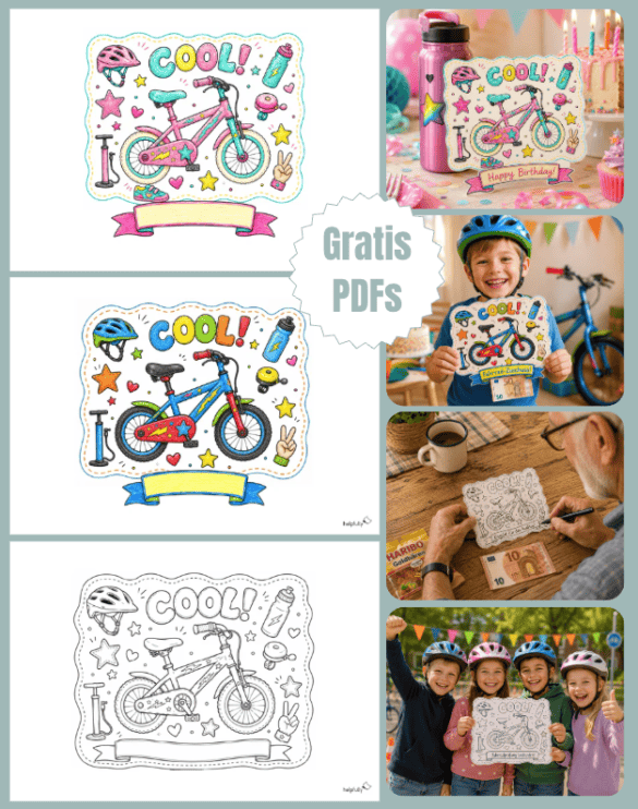 Fahrrad-Vorlagen zum Basteln von Geschenkkarten, Gutscheinen und Urkunden für Kinder!