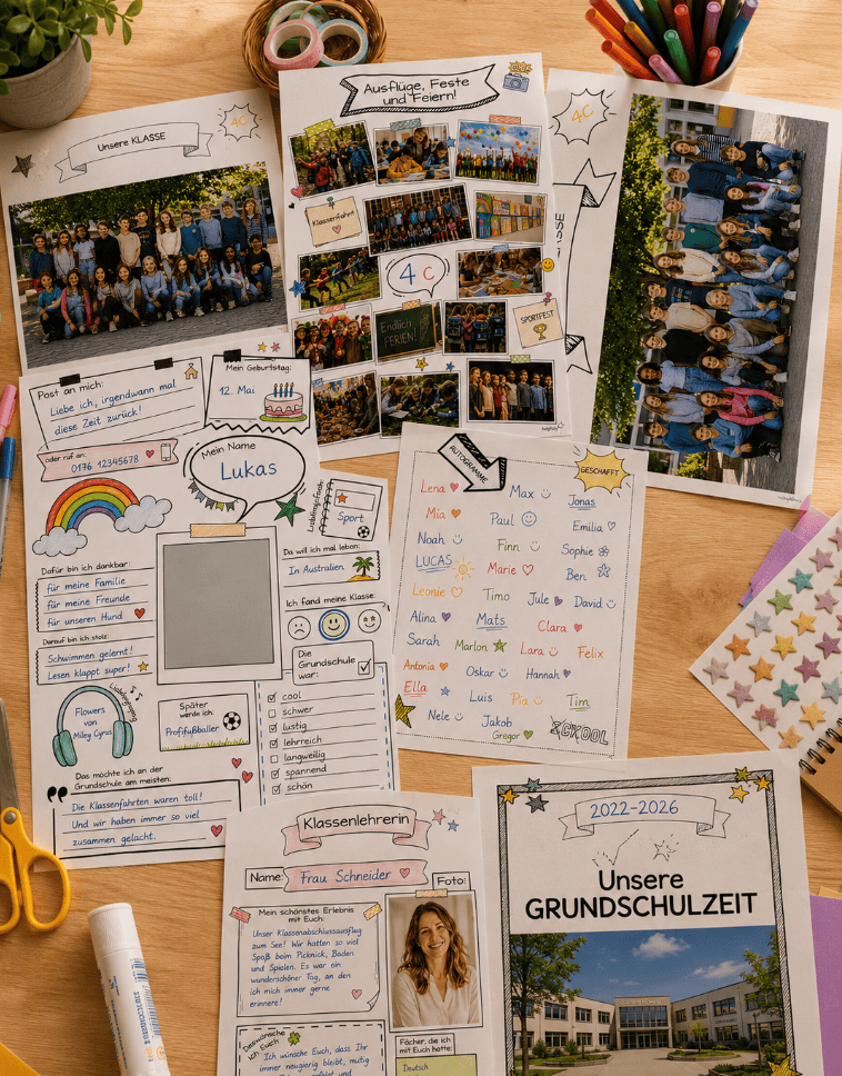 DIY-Vorlagen für Abschiedsgeschenke, Zeitung und Erinnerungsalbum der Grundschule