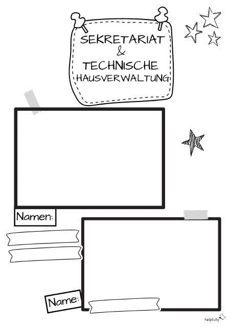 DIY-Vorlage "Sekretariat & Hausverwaltung" zum Ausdrucken - mit Platz für Wünsche an die Grundschüler