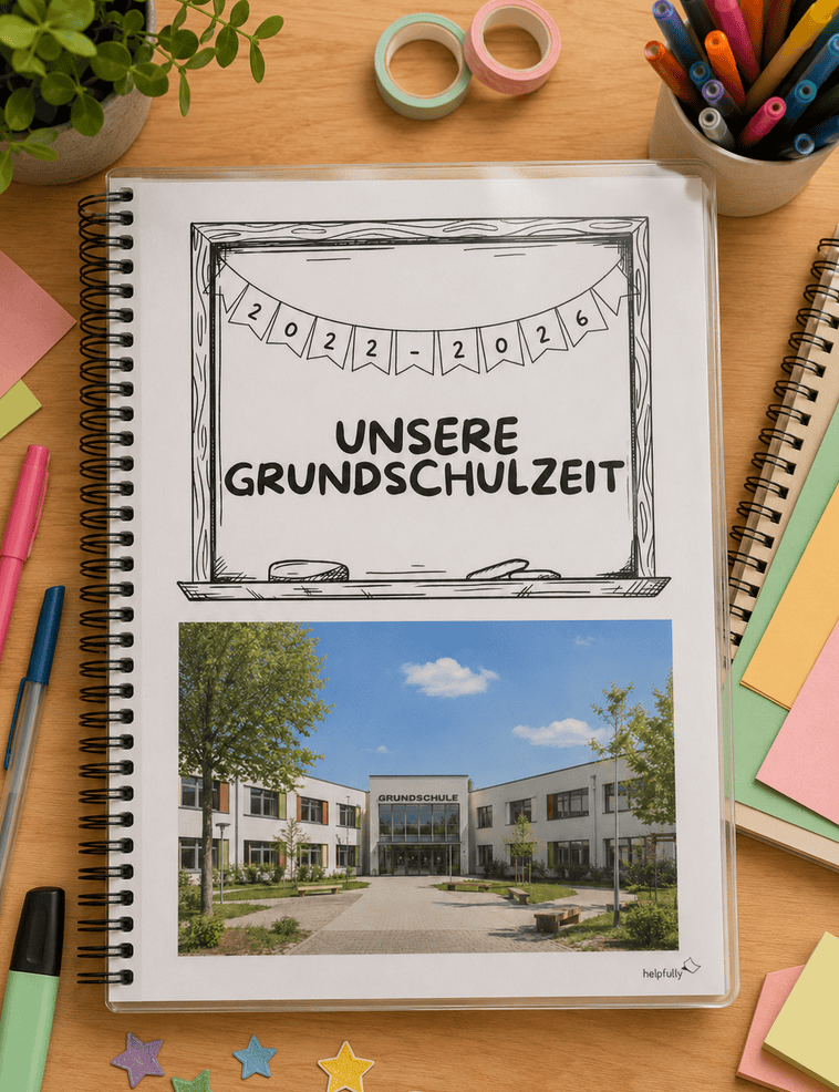 Erinnerungsalbum Grundschule basteln - mit den vielen DIY-Vorlagen zum Ausdrucken