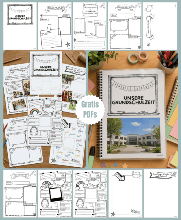 Erinnerungsalbum oder Abschiedsgeschenke: DIY Bastelvorlagen für die Grundschule zum Ausdrucken