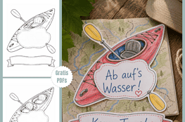 Mal- & Bastelvorlagen mit Kanu/Kajak zum Ausdrucken und als Gutschein-Karte gestalten!