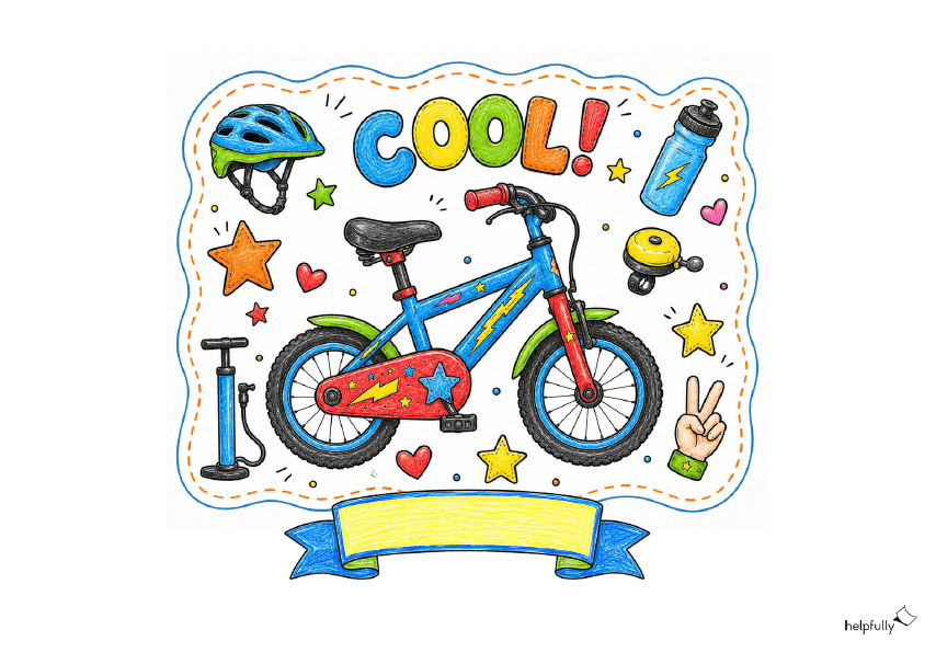 Fahrradgeschenke für Kinder - Bastelvorlage mit blauem Fahrrad zum Ausdrucken