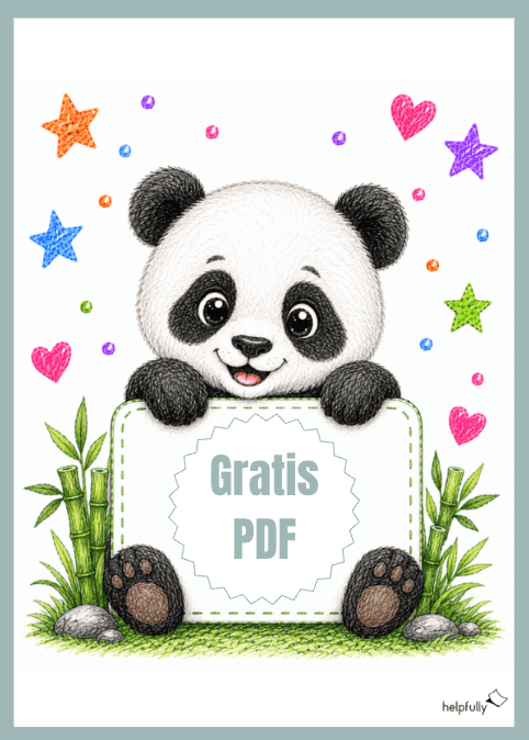 A4-Schild zum Beschriften - mit Panda im Buntstiftstyle als Klassentier, Türschild und mehr DIYs