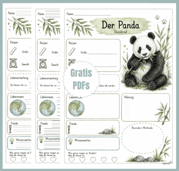 Steckbrief Panda zum Ausfüllen ohne Lineatur