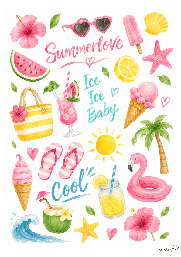 Bunte Sommermotive zum Ausdrucken in tollen Farben - zum Basteln und Dekorieren