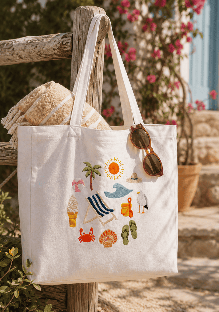bestickte Beuteltasche für den Sommer