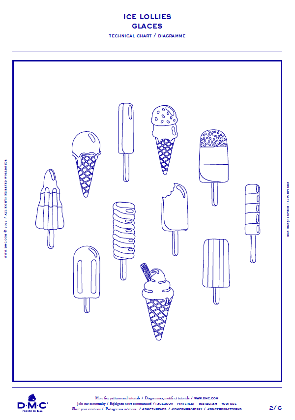 Stickmuster Sommermotive "Eis" von DMC als Muster-Vorlage gratis