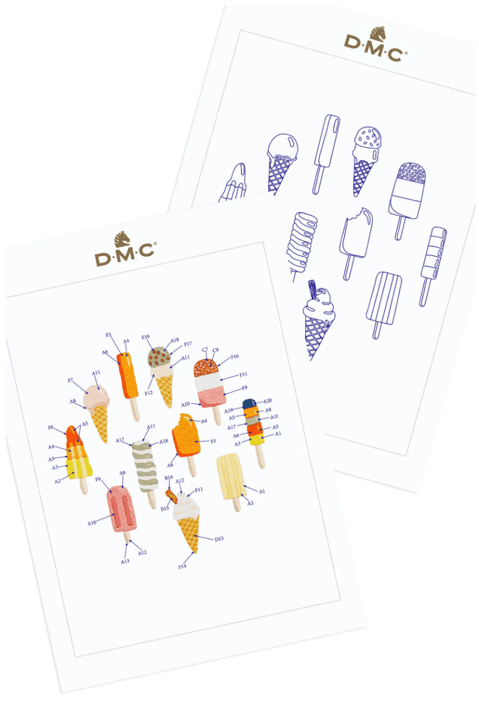 Stickmuster Sommermotive "Eis" von DMC als kostenloses Muster