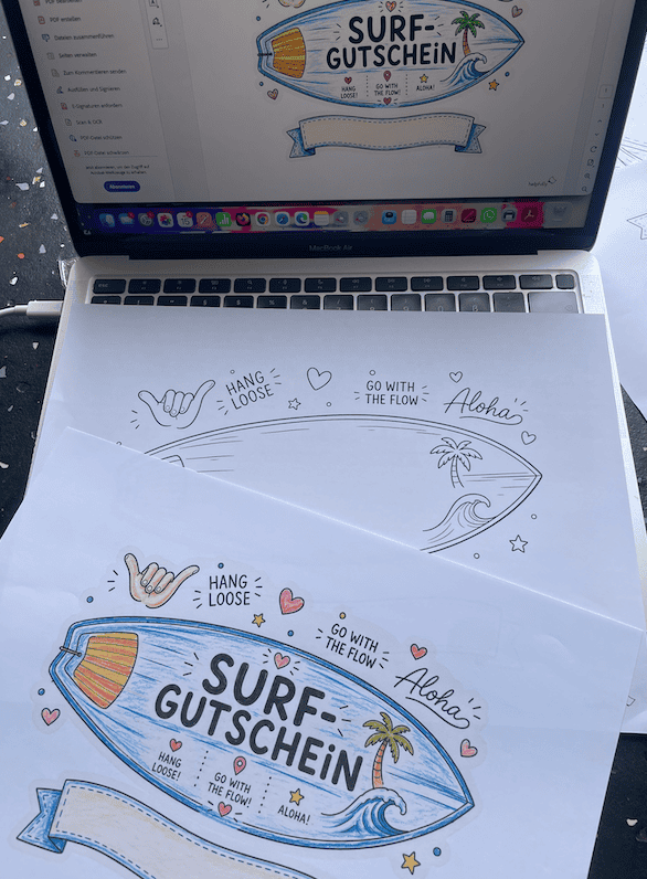 Ausgedruckte Surfbretter-Vorlagen für Surf-Geschenke und mehr DIYs!