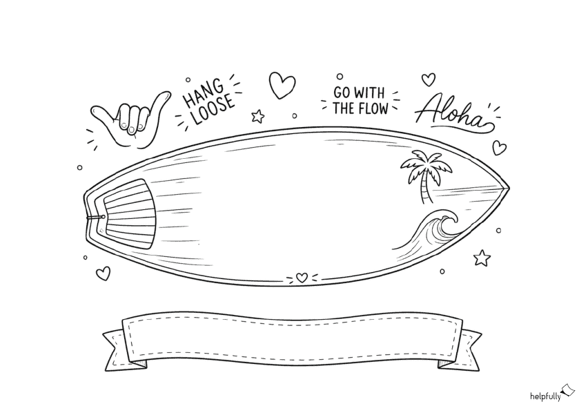 Surf-Geschenke basteln - in Form eines Surfbretts - zum Ausdrucken, Ausmalen und Beschriften!