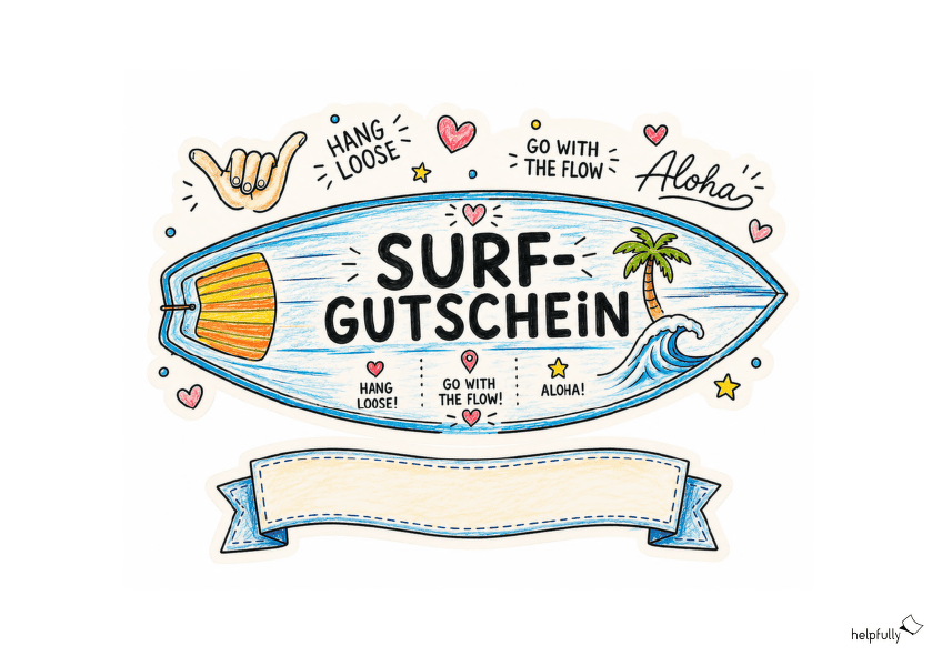 Surf-Gutschein zum Ausdrucken und Ausschneiden - coole Geschenkidee zum Basteln!