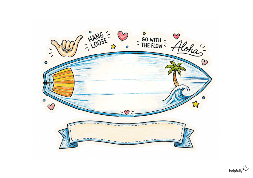 Geschenke rund ums Surfen basteln - mit der Gratis-DIY-Vorlage in Form eines Surfboards!