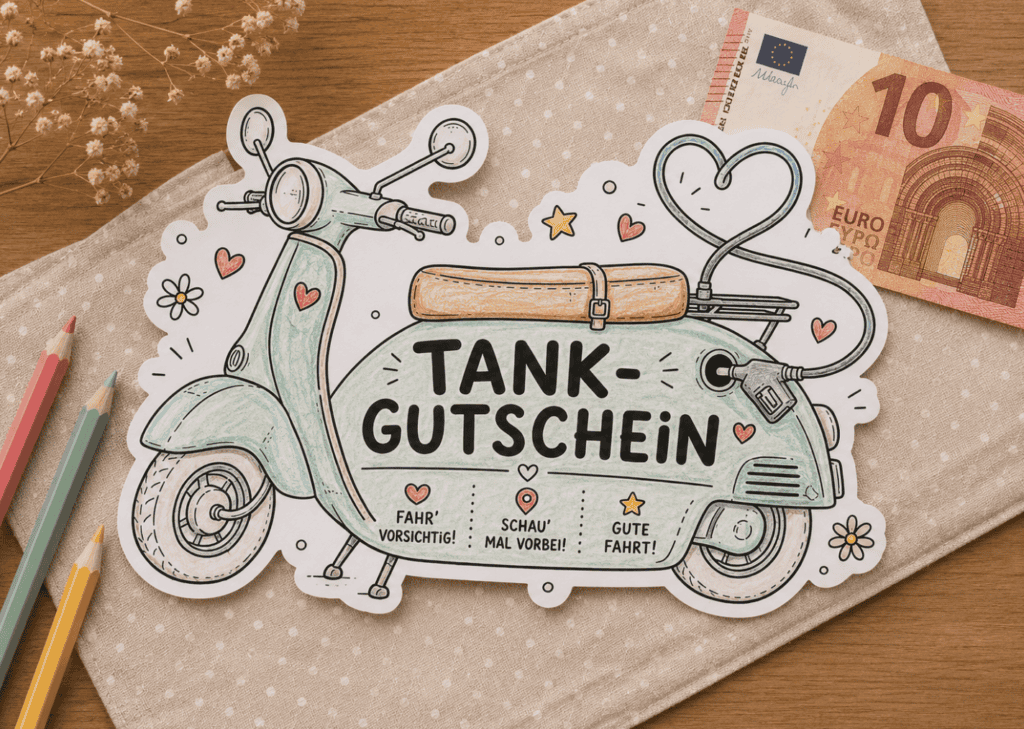 Tankgutschein für Roller/Vespas basteln - mit der gratis Vorlage zum Ausdrucken!