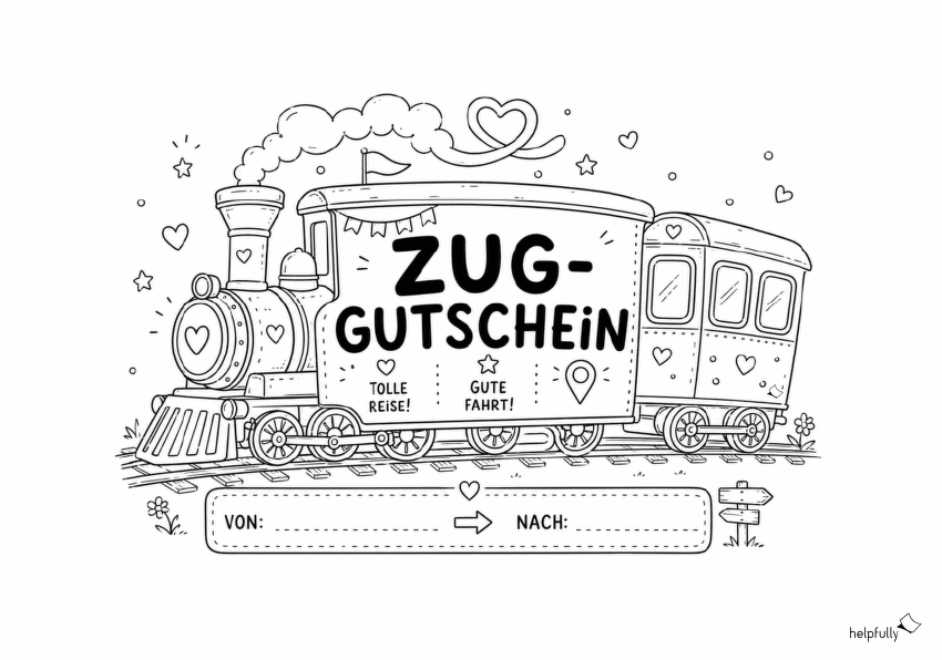 Gutschein für eine Zugfahrt basteln - in Form einer Eisenbahn!