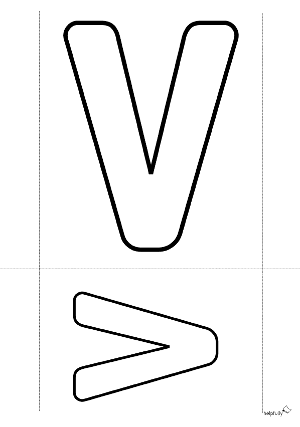 Buchstabenschablone V zum Ausdrucken als gratis PDF