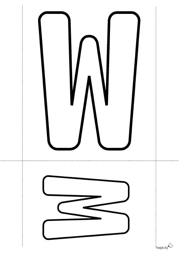 Buchstabenschablone W zum Ausdrucken als gratis PDF