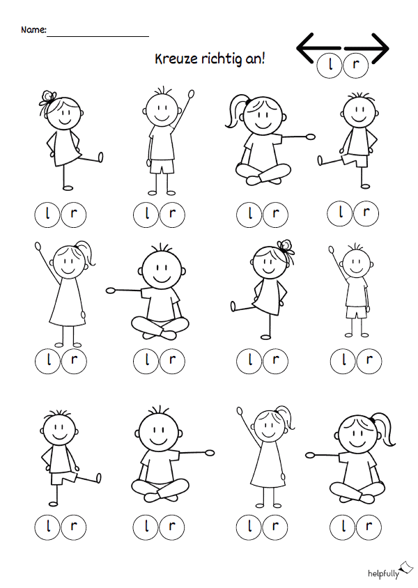 Kinder, die nach rechts oder links zeigen: Tolles Arbeitsblatt zum Richtungslernen