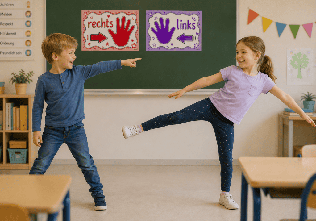 In der Grundschule zum Richtungslernen: Die rechts-links Schilder zum Ausdrucken in A4
