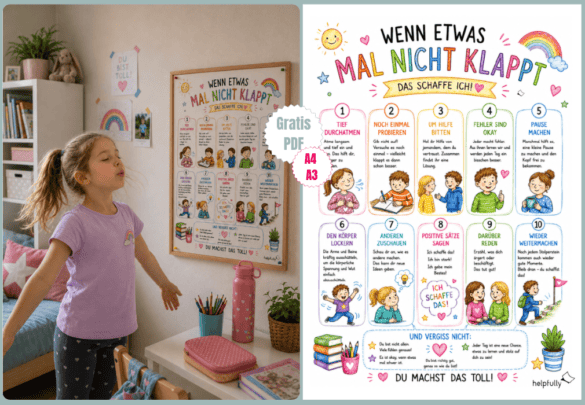 Poster als A3+A4 Vorlagen mit Motivationstipps für Kinder und Schüler