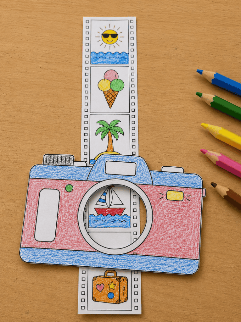Optional: Linse der Papierkamera ausschneiden und Fotostreifen dahinter legen