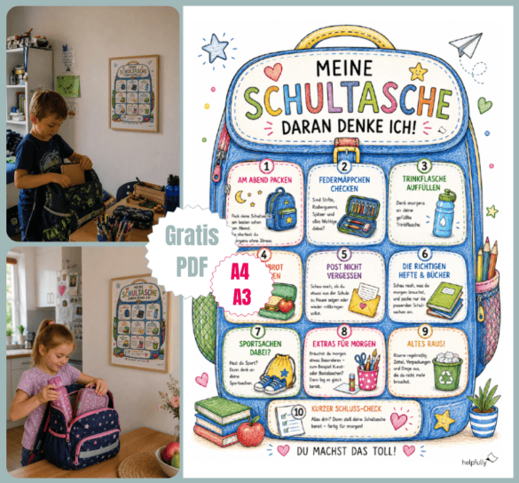 Schulstart-Tipps für die Grundschule: Tipps zum Ranzenpacken zum Ausdrucken