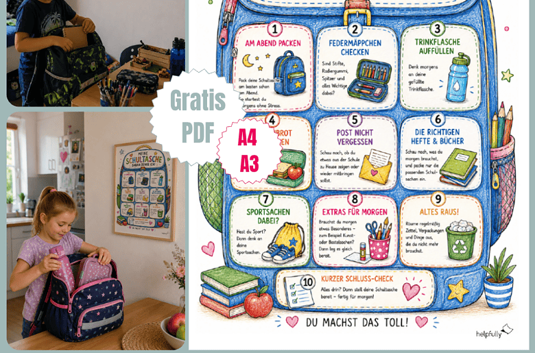 Schulstart-Tipps für die Grundschule: Tipps zum Ranzenpacken zum Ausdrucken