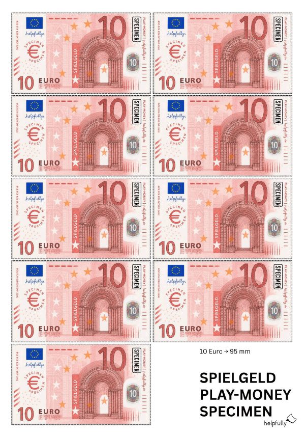 Spielgeld 10-Euro-Scheine zum Ausdrucken