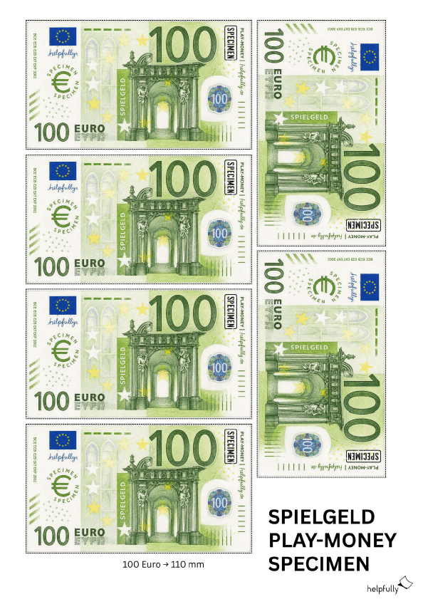 Spielgeld 100-Euro-Scheine zum Ausdrucken
