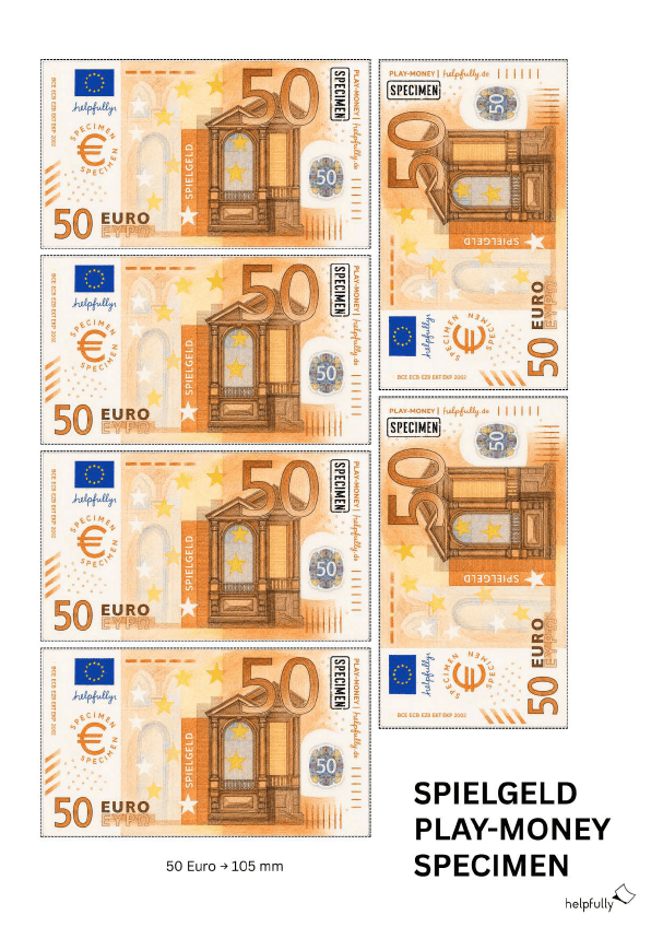Spielgeld 50-Euro-Scheine zum Ausdrucken