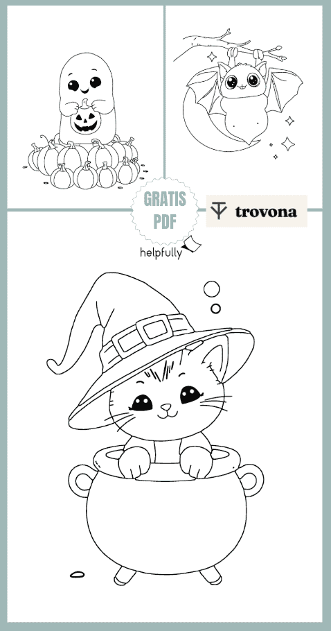 Einfache Ausmalbilder für Kinder zum Ausdrucken für Halloween und Herbst!