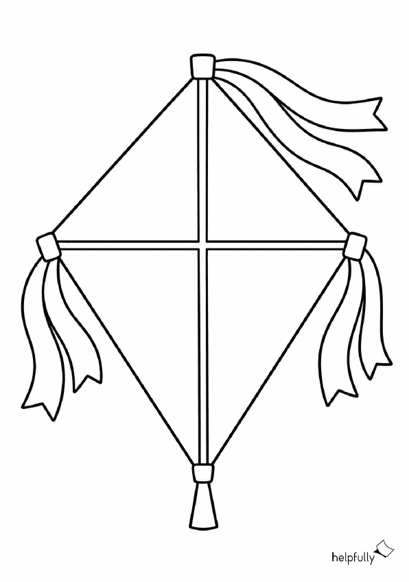 Großer Papierdrachen mit Schleife zum Ausdrucken, Malen und Basteln
